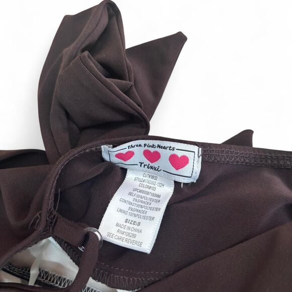 2000’s Dark Brown and White Floral Dress - Picture 4 of 6